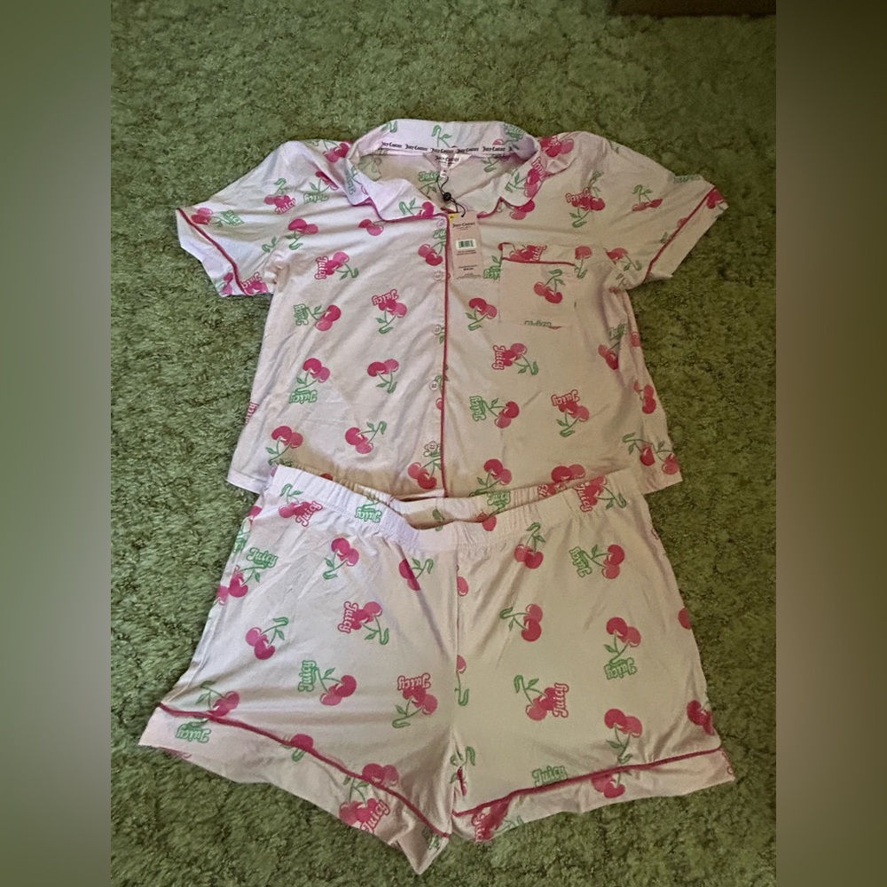 Juicy Couture Pink Cherry Cherries Pajamas Sleep Set